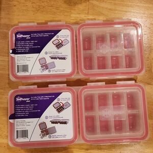 NEW Ice Cube Trays with attached lids BPA Free- 2 Pack, Red & Clear